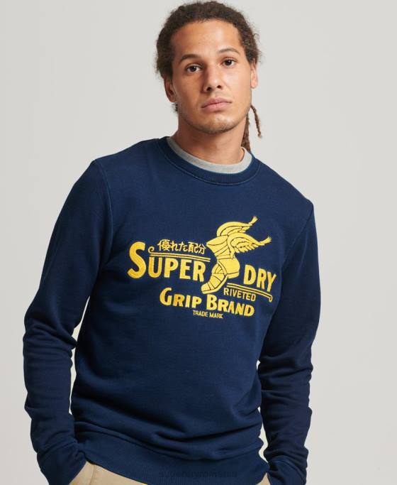 Superdry hanorac crew semn de perete îmbrăcăminte albastru inchis bărbați JX0Z5157