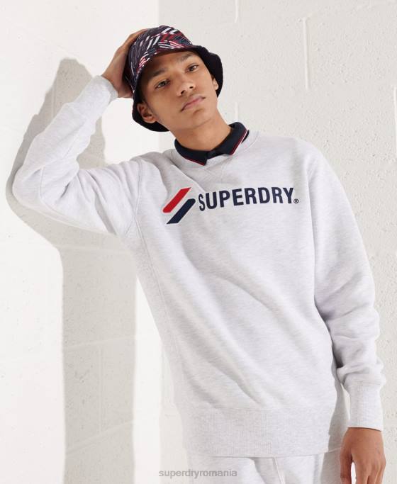Superdry hanorac cu aplicații în stil sport îmbrăcăminte gri deschis bărbați JX0Z5108