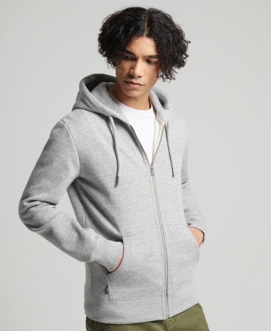 Superdry hanorac cu fermoar brodat cu logo vintage din bumbac organic îmbrăcăminte gri bărbați JX0Z640