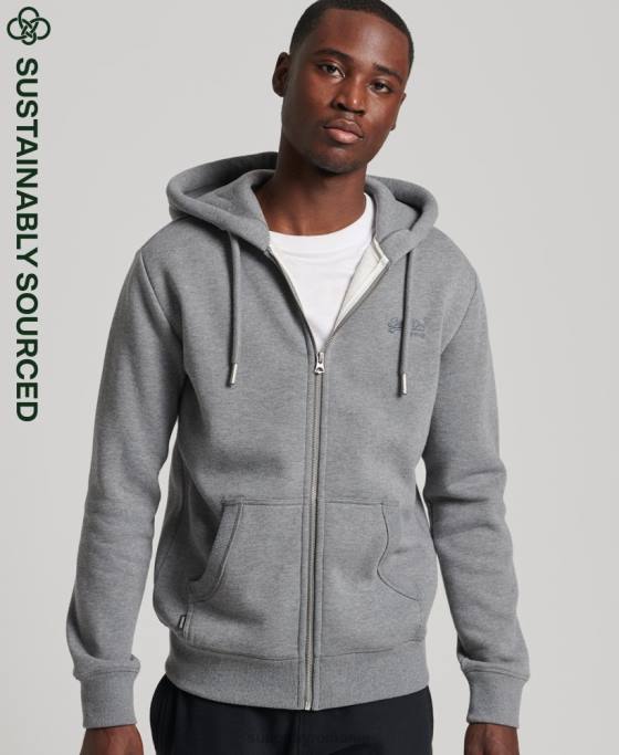 Superdry hanorac cu fermoar brodat cu logo vintage din bumbac organic îmbrăcăminte gri bărbați JX0Z885