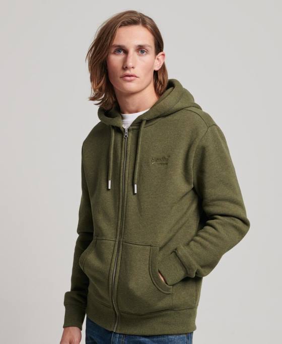 Superdry hanorac cu fermoar brodat cu logo vintage îmbrăcăminte kaki bărbați JX0Z703