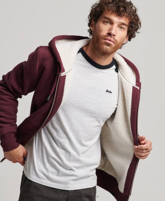 Superdry hanorac cu fermoar căptușit cu borg esențial îmbrăcăminte roșu bărbați JX0Z5032