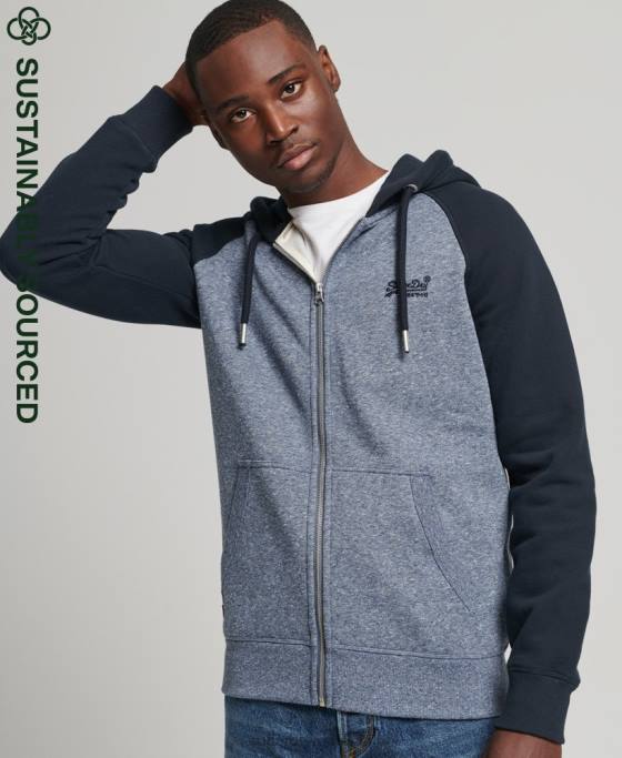 Superdry hanorac cu fermoar din bumbac organic cu logo vintage îmbrăcăminte albastru bărbați JX0Z709