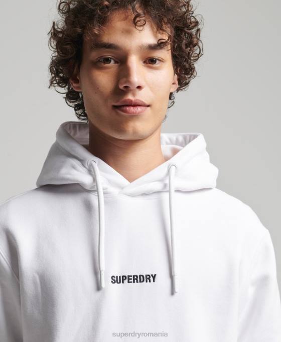 Superdry hanorac cu glugă cu micro-logo brodat îmbrăcăminte alb bărbați JX0Z5142