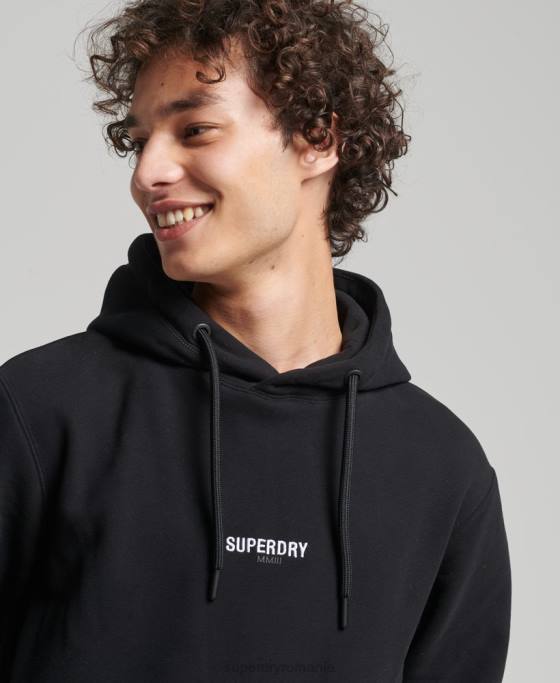 Superdry hanorac cu glugă cu micro-logo brodat îmbrăcăminte negru bărbați JX0Z5206
