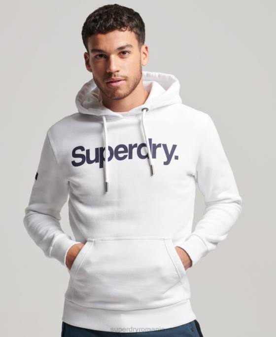 Superdry hanorac cu logo din bumbac organic îmbrăcăminte alb bărbați JX0Z5075