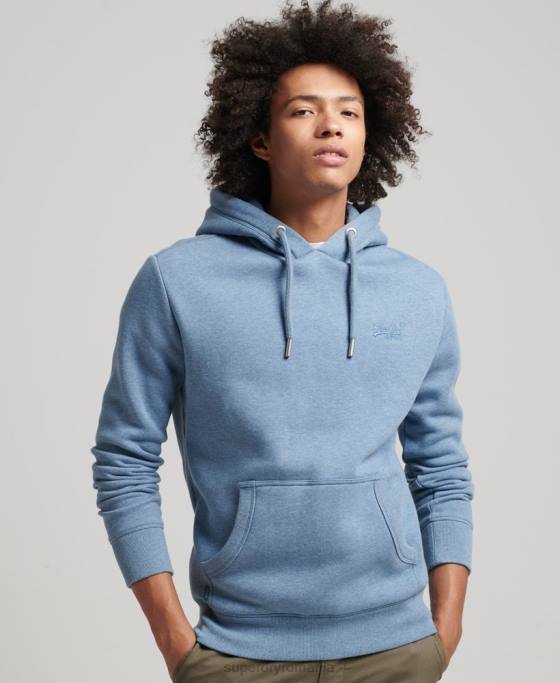 Superdry hanorac cu logo esențial din bumbac organic îmbrăcăminte albastru deschis bărbați JX0Z552