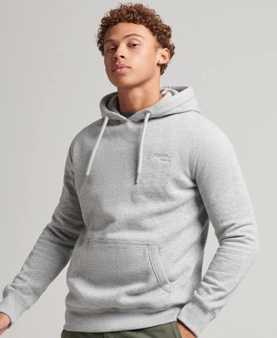 Superdry hanorac cu logo esențial din bumbac organic îmbrăcăminte gri bărbați JX0Z567