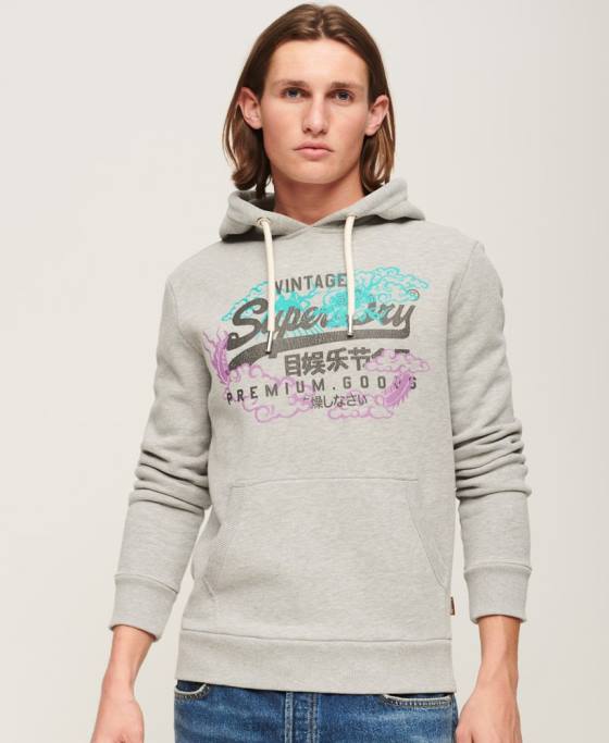 Superdry hanorac cu logo narativ vintage îmbrăcăminte gri bărbați JX0Z855