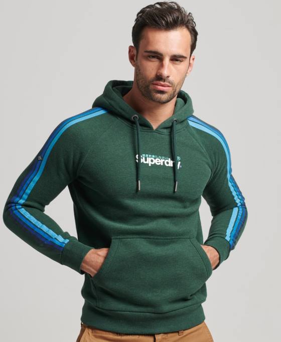 Superdry hanorac cu logo-ul cu mânecă cali cu dungi îmbrăcăminte verde bărbați JX0Z879