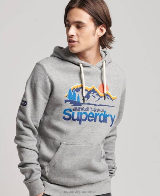 Superdry hanorac cu logo-ul de bază pentru exterior îmbrăcăminte gri deschis bărbați JX0Z5129