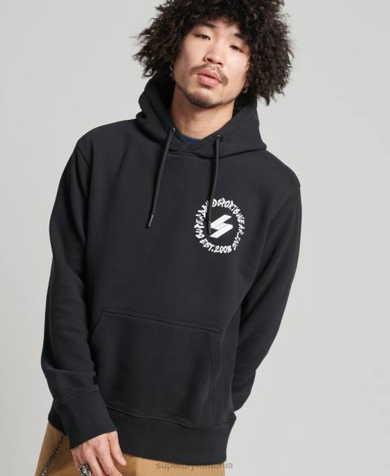 Superdry hanorac cu logo-ul globului îmbrăcăminte negru bărbați JX0Z5119