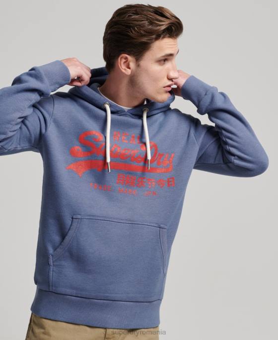 Superdry hanorac cu logo vintage marl îmbrăcăminte albastru bărbați JX0Z500