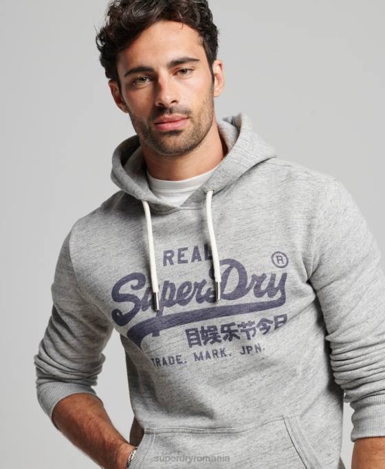 Superdry hanorac cu logo vintage îmbrăcăminte gri bărbați JX0Z789