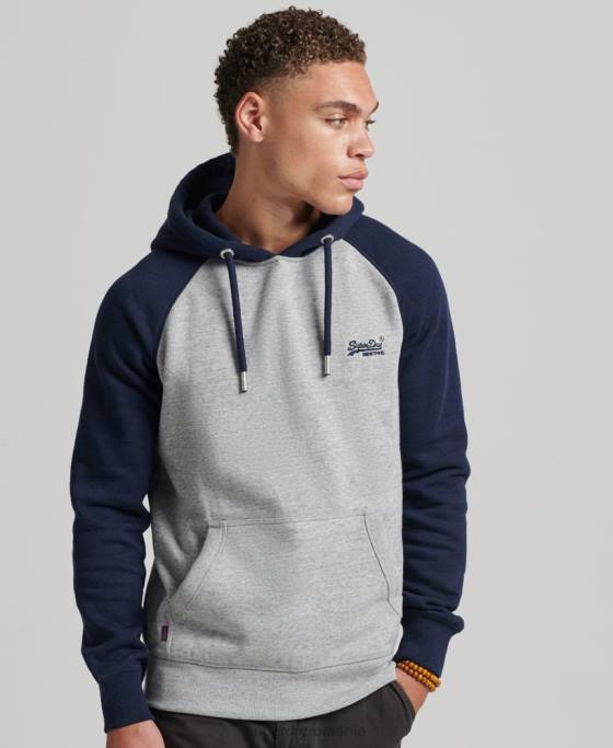 Superdry hanorac de baseball cu logo vintage din bumbac organic îmbrăcăminte gri bărbați JX0Z602