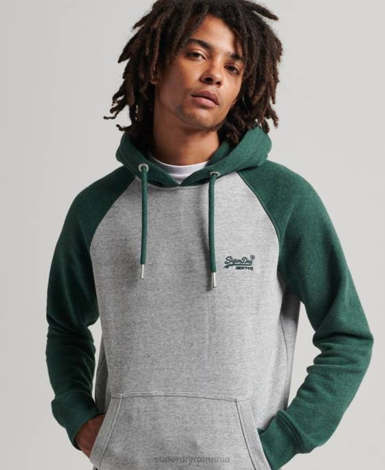 Superdry hanorac de baseball cu logo vintage din bumbac organic îmbrăcăminte verde bărbați JX0Z547
