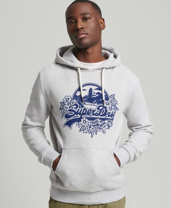Superdry hanorac de sezon cu logo vintage îmbrăcăminte gri deschis bărbați JX0Z841
