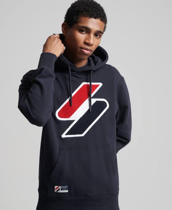 Superdry hanorac din chenille cu logo cod îmbrăcăminte marina bărbați JX0Z5216