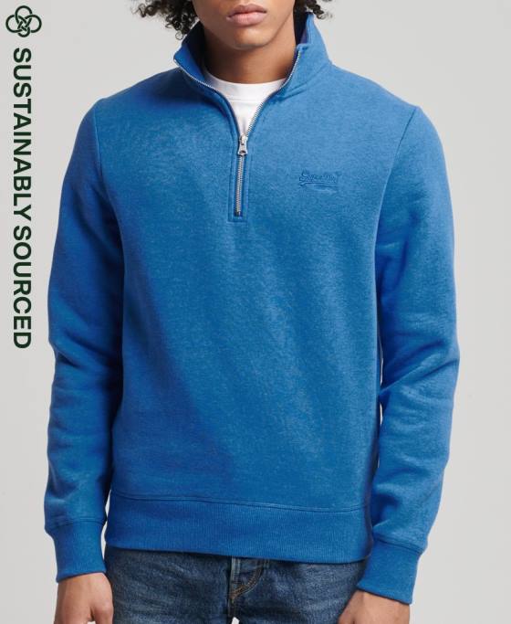 Superdry hanorac henley cu fermoar cu logo vintage din bumbac organic îmbrăcăminte albastru bărbați JX0Z5193