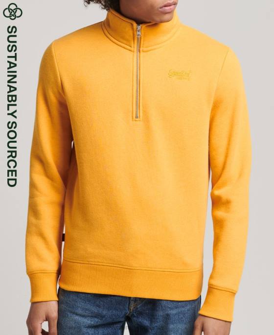 Superdry hanorac henley cu fermoar cu logo vintage din bumbac organic îmbrăcăminte galben bărbați JX0Z5042