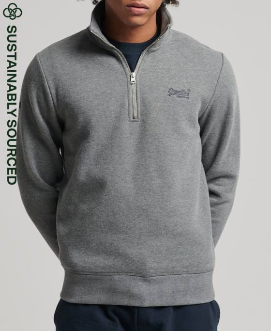Superdry hanorac henley cu fermoar cu logo vintage din bumbac organic îmbrăcăminte gri bărbați JX0Z5076