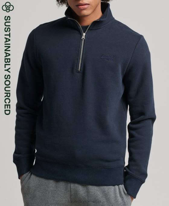 Superdry hanorac henley cu fermoar cu logo vintage din bumbac organic îmbrăcăminte marina bărbați JX0Z5229