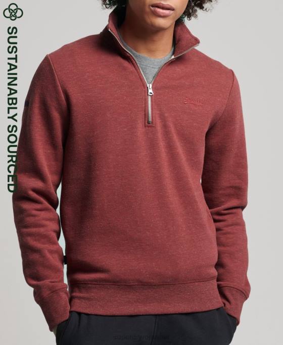 Superdry hanorac henley cu fermoar cu logo vintage din bumbac organic îmbrăcăminte roșu bărbați JX0Z5034