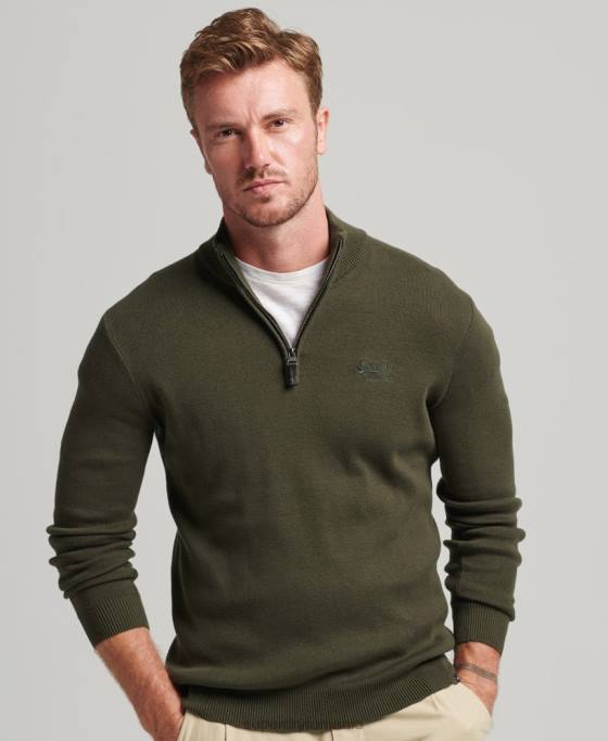 Superdry hanorac henley din bumbac organic brodat îmbrăcăminte verde bărbați JX0Z5243