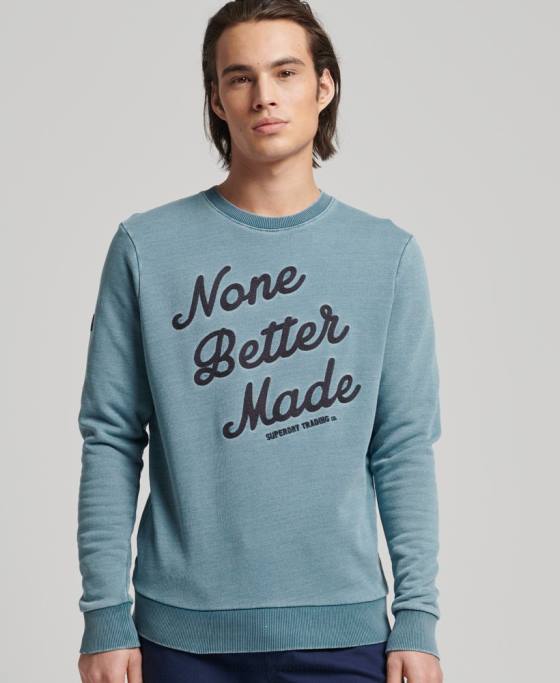 Superdry hanorac indigo crew stil script vintage îmbrăcăminte albastru deschis bărbați JX0Z5018