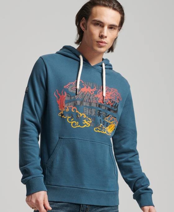 Superdry hanorac narativ neperiat cu logo vintage îmbrăcăminte albastru bărbați JX0Z859