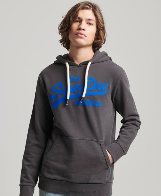 Superdry hanorac neon cu logo vintage îmbrăcăminte gri inchis bărbați JX0Z544