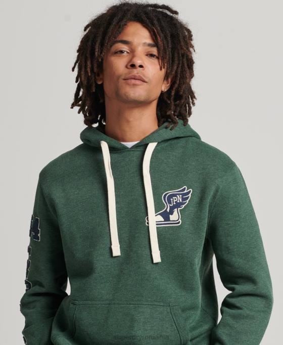 Superdry hanorac pentru colegiu în stil script vintage îmbrăcăminte verde bărbați JX0Z5164