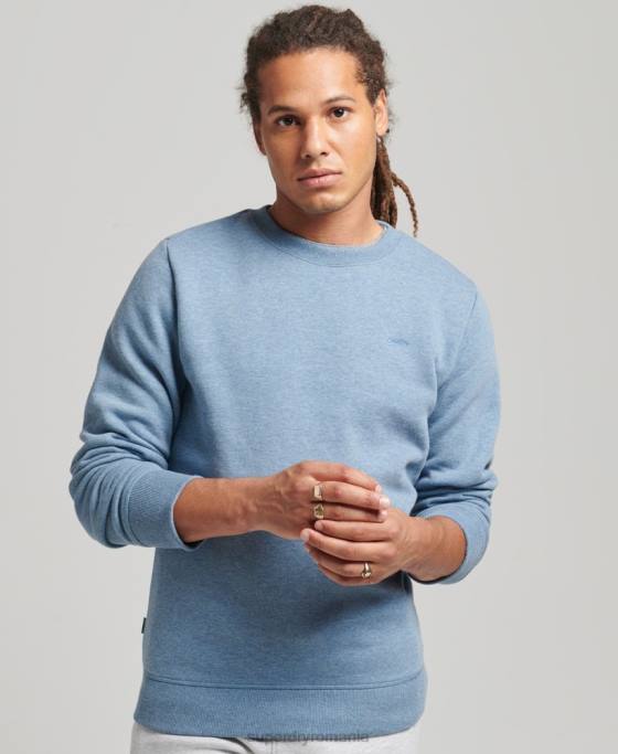 Superdry hanorac pentru echipaj cu logo esențial din bumbac organic îmbrăcăminte albastru deschis bărbați JX0Z603