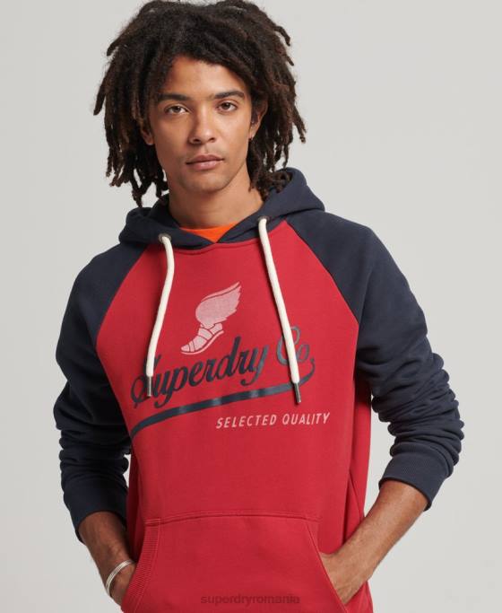 Superdry hanorac vintage achilles raglan îmbrăcăminte roșu bărbați JX0Z582