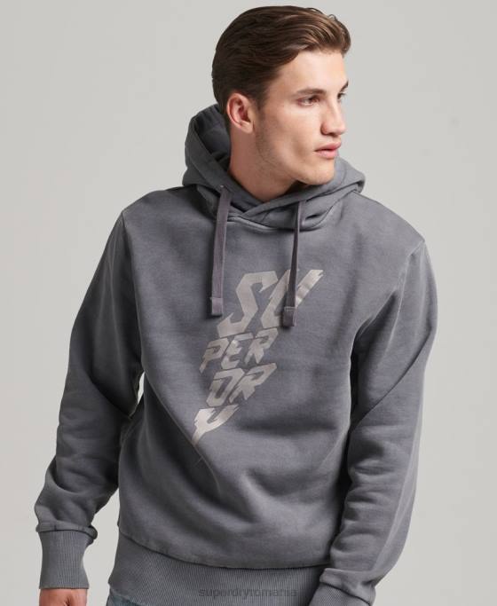Superdry hanorac vintage indie mark îmbrăcăminte gri inchis bărbați JX0Z526