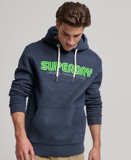 Superdry hanorac vintage retro repetitiv îmbrăcăminte albastru bărbați JX0Z651