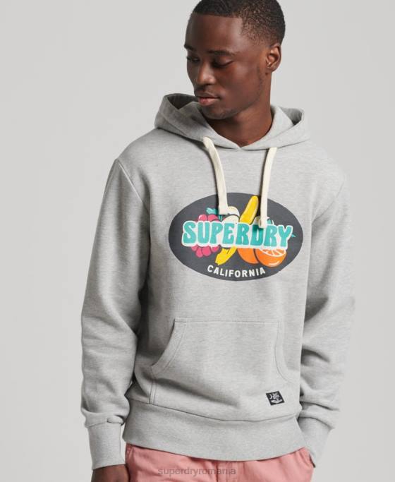 Superdry hanorac vintage surf ranchero îmbrăcăminte gri deschis bărbați JX0Z839