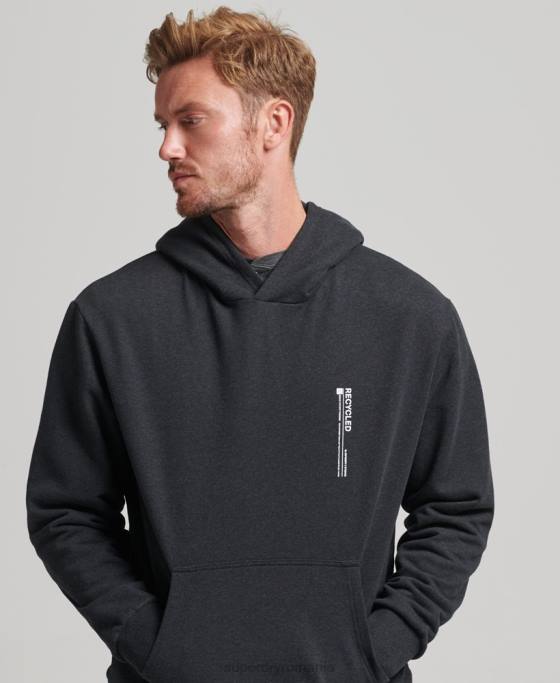 Superdry micro hanorac lateral reciclat îmbrăcăminte negru bărbați JX0Z4991