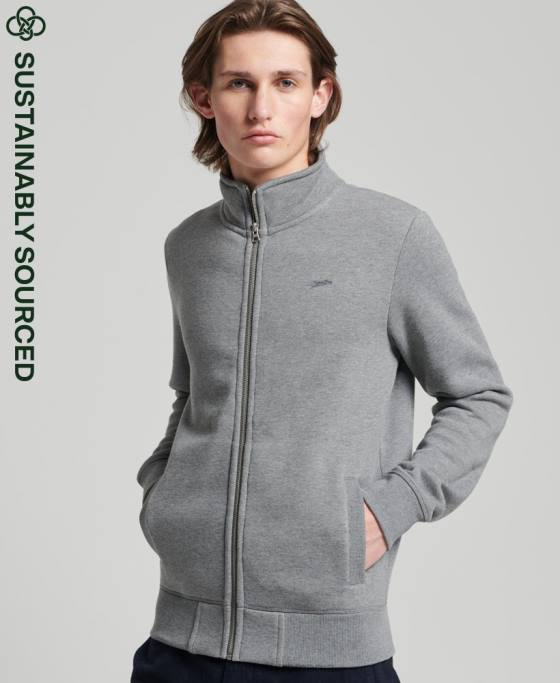 Superdry top din bumbac organic brodat cu logo vintage îmbrăcăminte gri bărbați JX0Z843