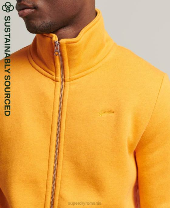 Superdry top din bumbac organic cu fermoar cu logo vintage îmbrăcăminte galben bărbați JX0Z5077