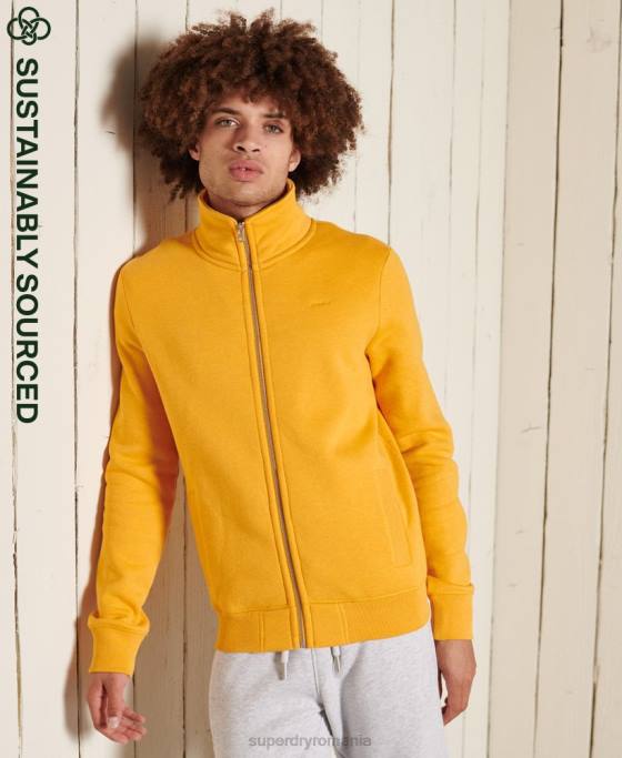 Superdry top din bumbac organic cu fermoar cu logo vintage îmbrăcăminte galben bărbați JX0Z5095