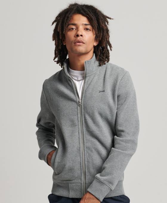 Superdry top din bumbac organic cu fermoar cu logo vintage îmbrăcăminte gri bărbați JX0Z5094