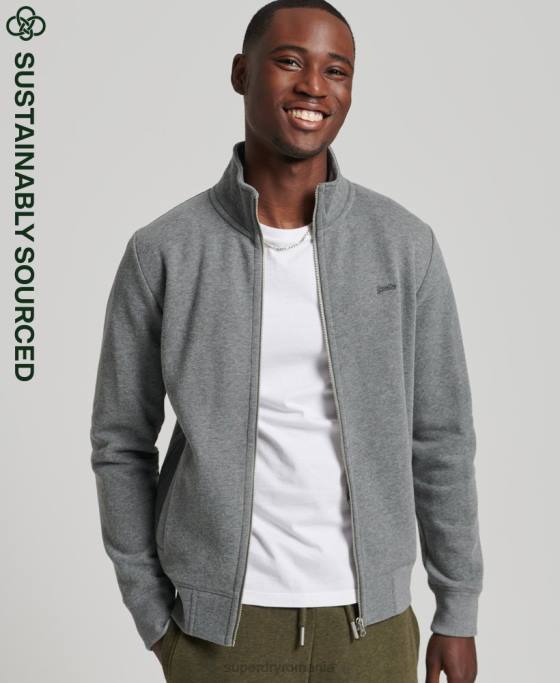Superdry top din bumbac organic cu fermoar cu logo vintage îmbrăcăminte gri bărbați JX0Z5175
