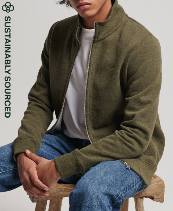 Superdry top din bumbac organic cu fermoar cu logo vintage îmbrăcăminte kaki bărbați JX0Z5114