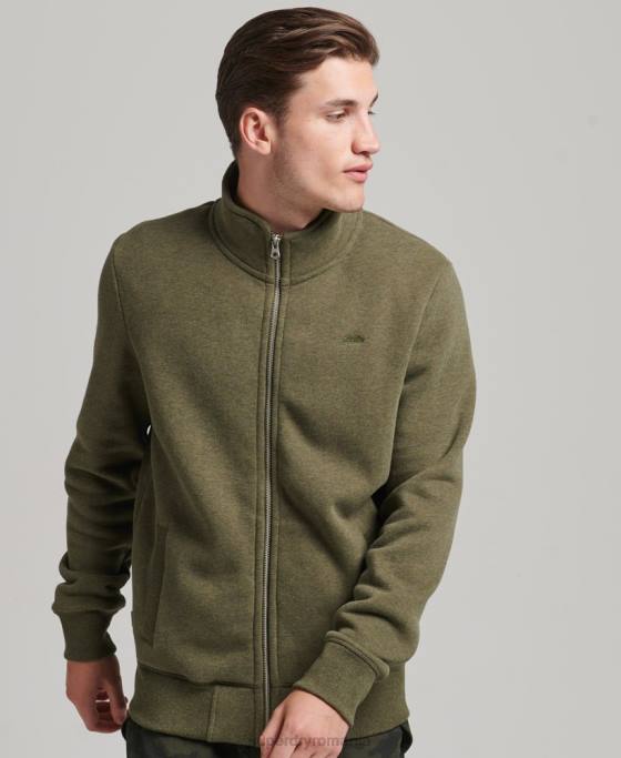 Superdry top din bumbac organic cu fermoar cu logo vintage îmbrăcăminte kaki bărbați JX0Z5171