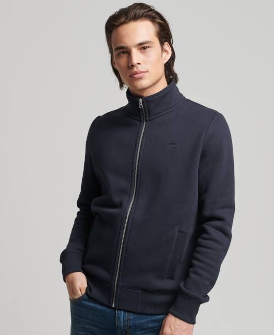 Superdry top din bumbac organic cu fermoar cu logo vintage îmbrăcăminte marina bărbați JX0Z5041