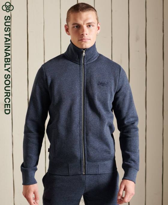 Superdry top din bumbac organic cu fermoar cu logo vintage îmbrăcăminte marina bărbați JX0Z5136