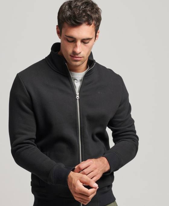 Superdry top din bumbac organic cu fermoar cu logo vintage îmbrăcăminte negru bărbați JX0Z5030