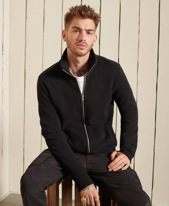 Superdry top din bumbac organic cu fermoar cu logo vintage îmbrăcăminte negru bărbați JX0Z5211