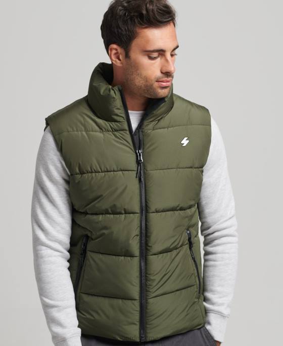 Superdry Gilet sport puf fără glugă îmbrăcăminte kaki bărbați JX0Z990